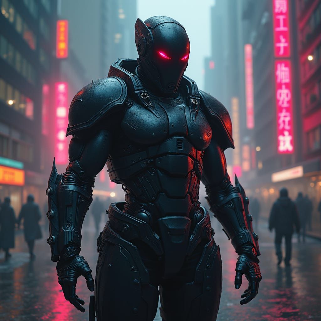 Dystopian Cyborg Warrior in Dark Fantasy Style