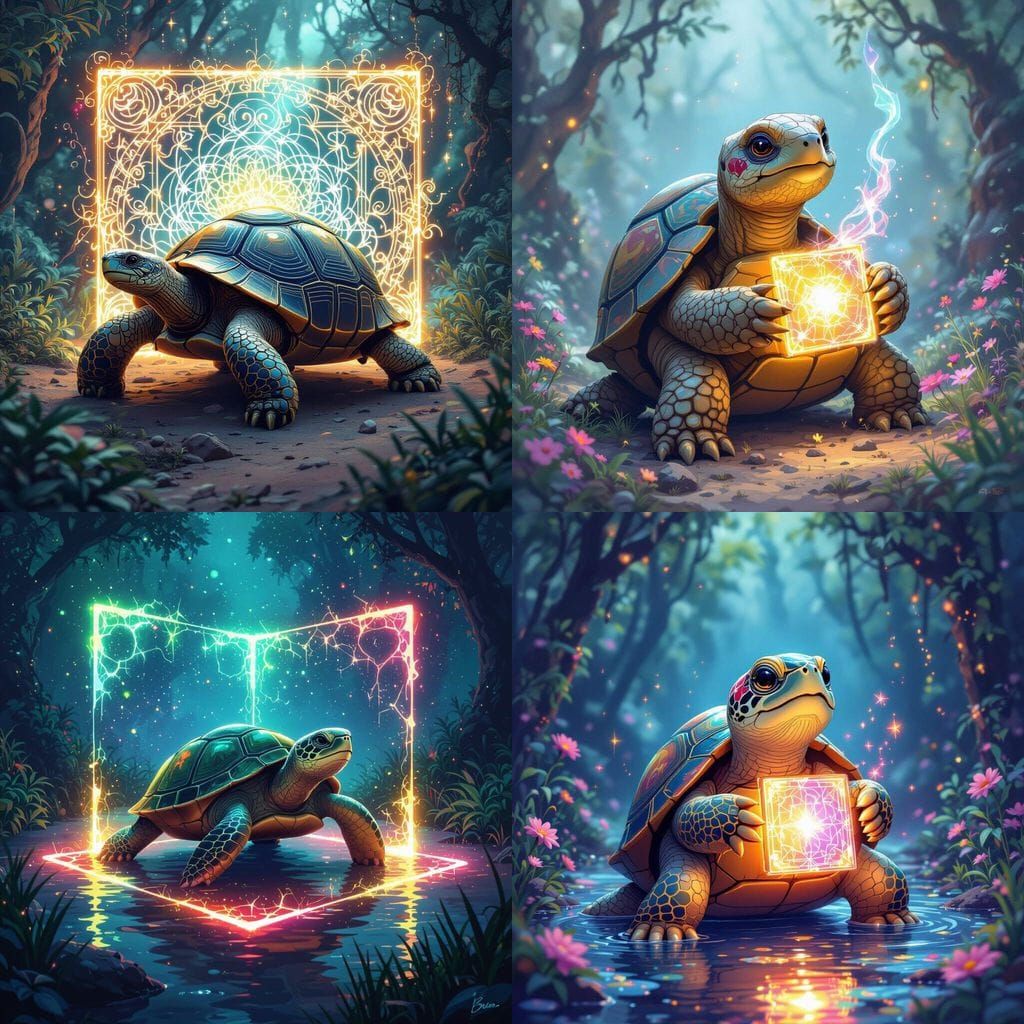 Mystical Turtle with Magic Square