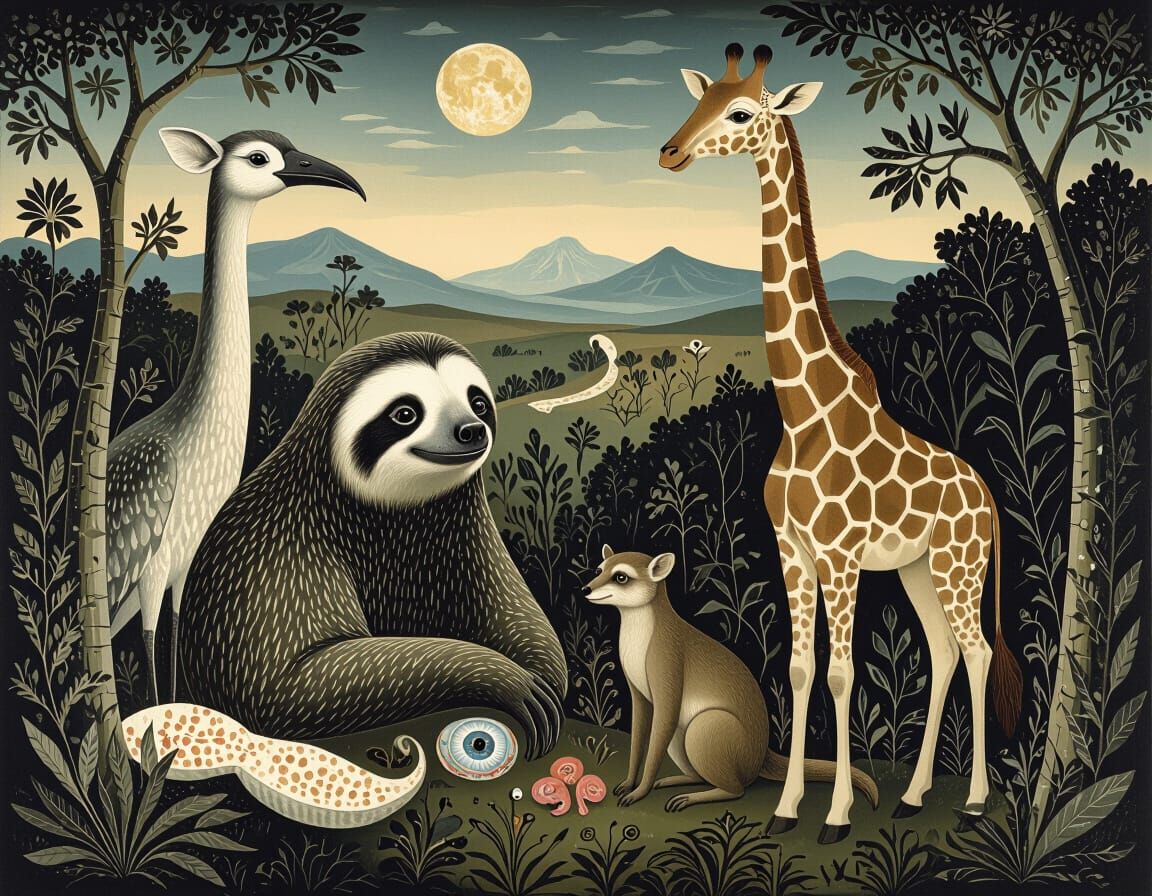 Surreal Anatomy of Bizarre Creatures in Guernica Style