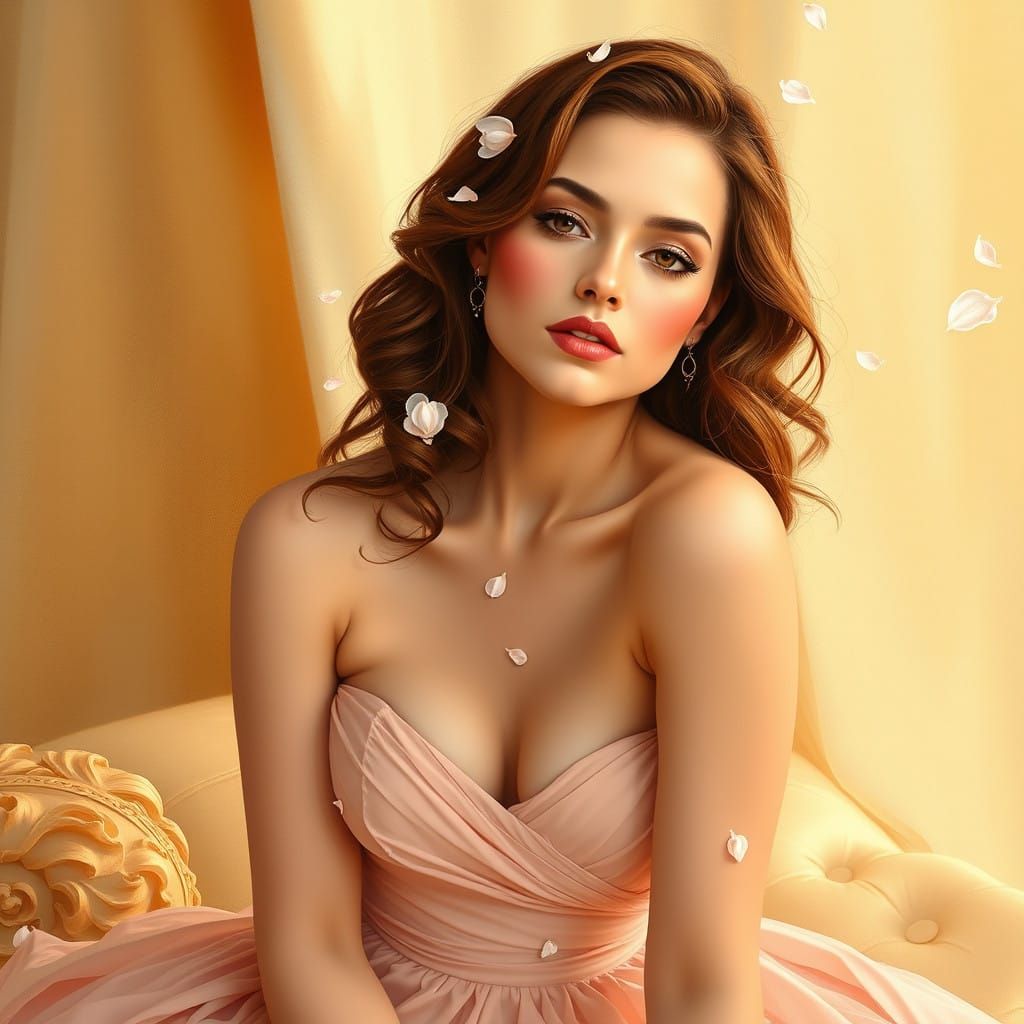 Elegant Lady in Blush-Pink Attire