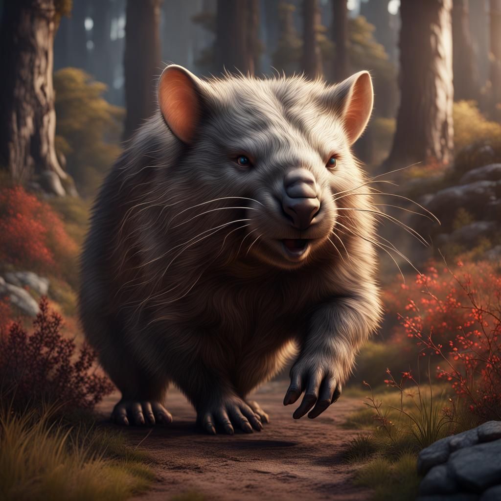 Fantastical Wombat Matte Painting in Deep Color