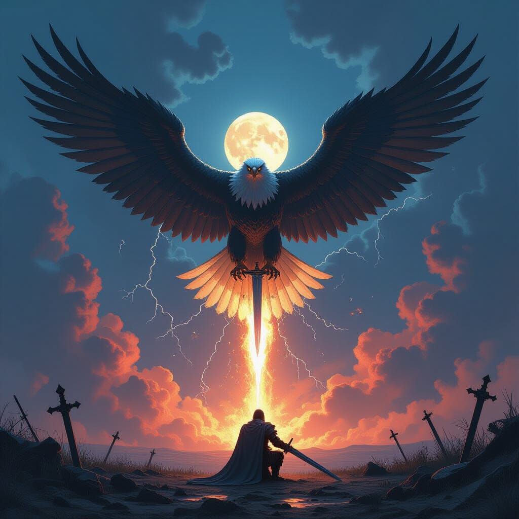 Spectral Eagle of Lightning Over Shattered Battlefield