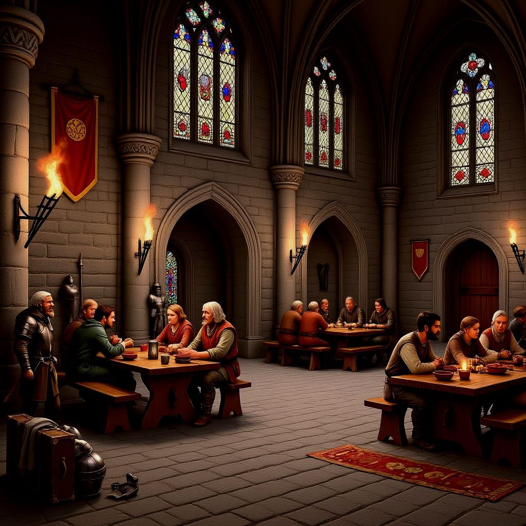 Medieval Village Dining Hall Interior