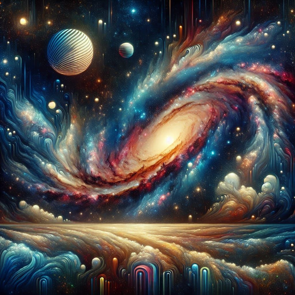 Holographic Andromeda Galaxy in Symbolist Style