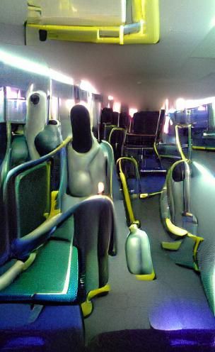 Infinite Liminal Bus Interior at Night