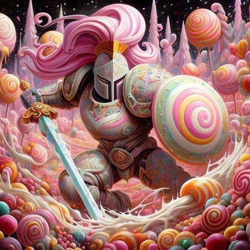 Fairy Punk Warrior in Whimsical Pastel Armor