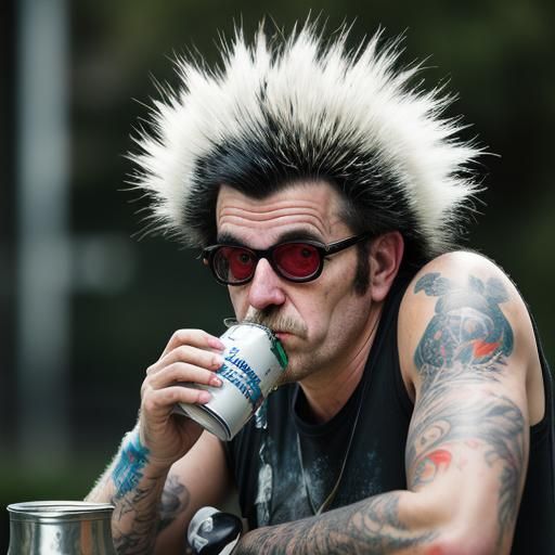 Skunk Boy Sniffing the Glue