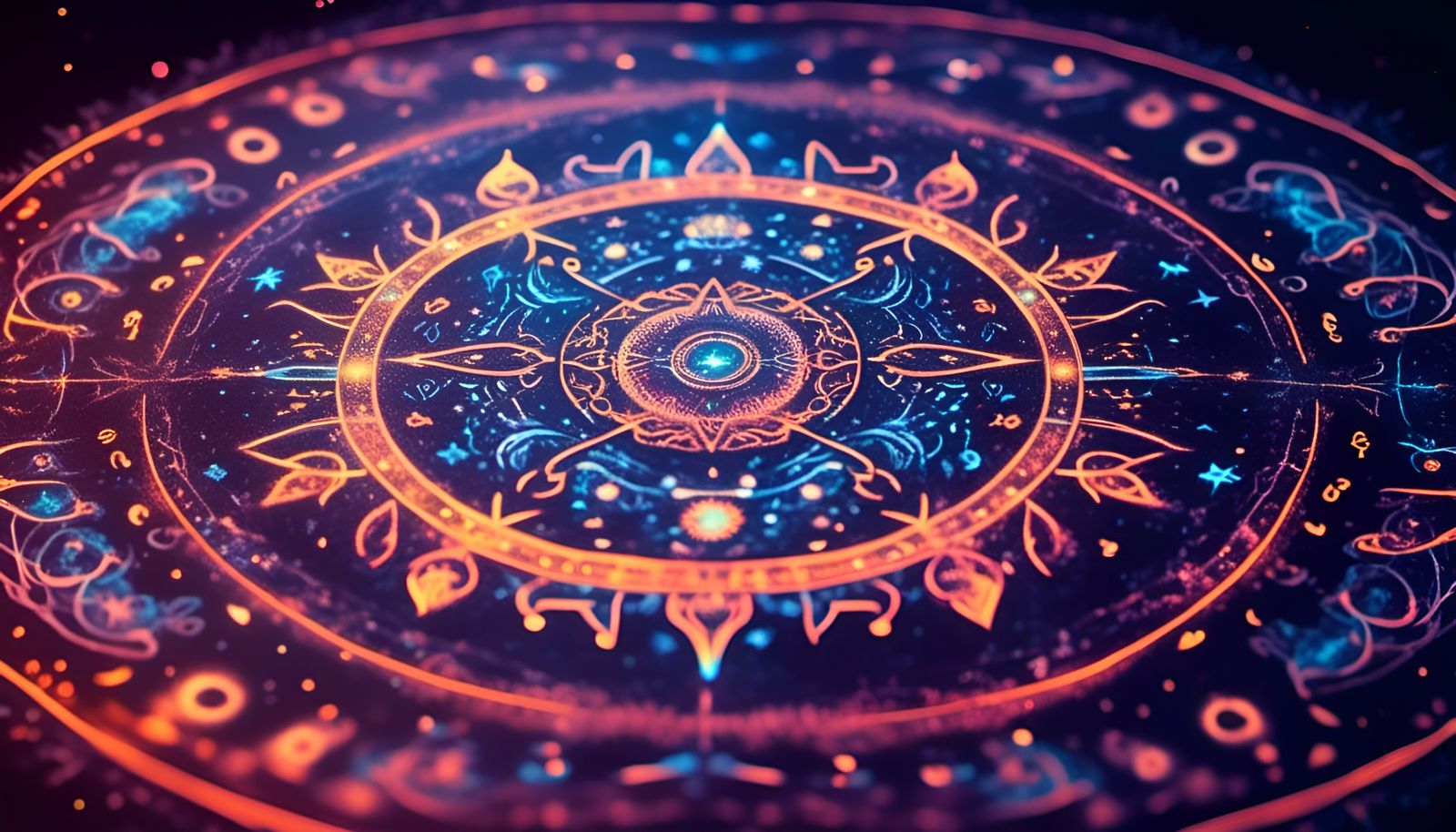 Galactic Mandala with Glowing Runes in Cosmic Illustration
