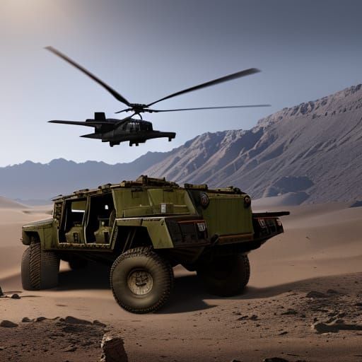 Crashed Military Hummer M1114: Detailed Matte Painting