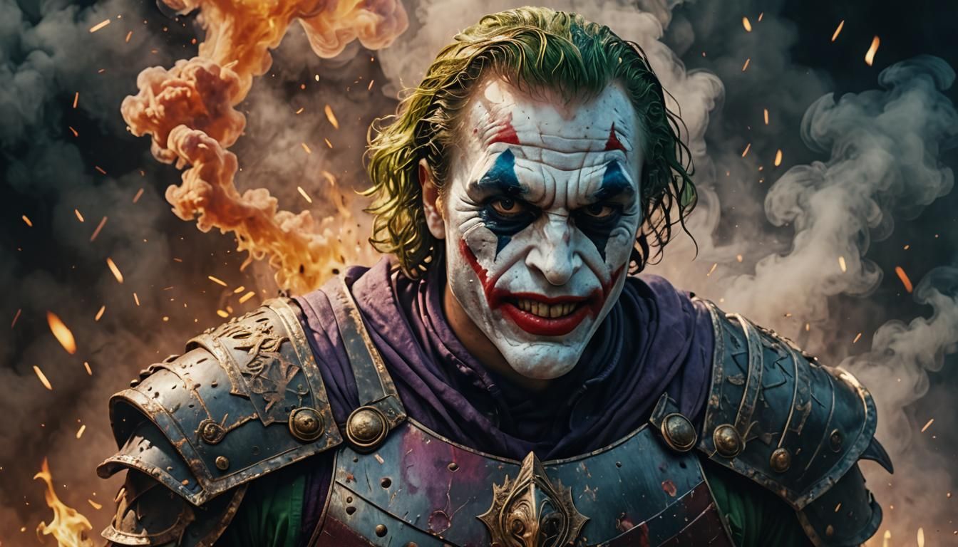 Joker as Gladiator in Hyperrealistic Comic Art