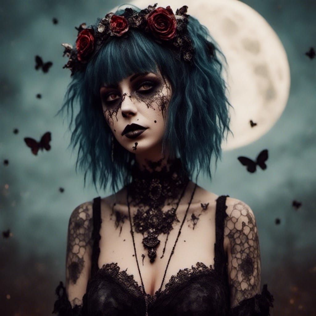 Gothic Latina Pinup Woman in Retro Rockabilly Style