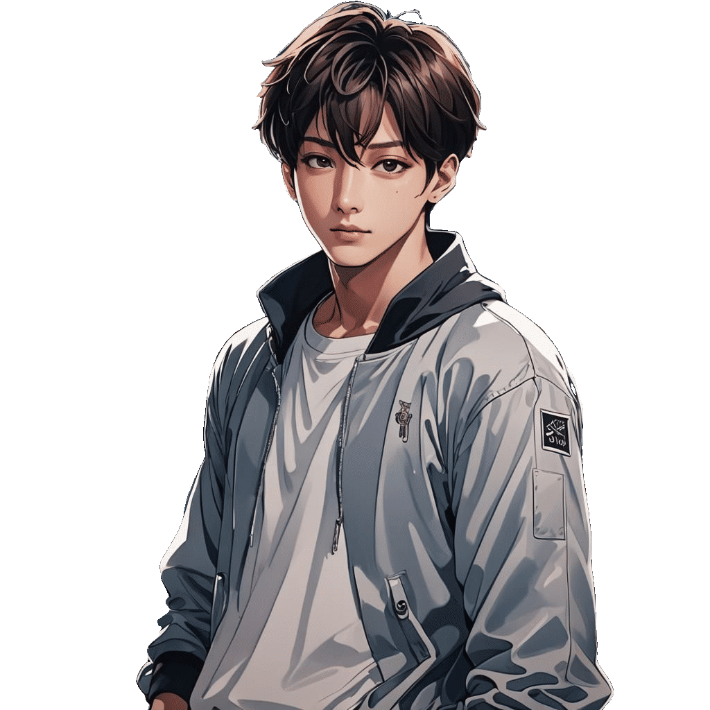 Jungkook as Anime Character in Cel-Shaded Style