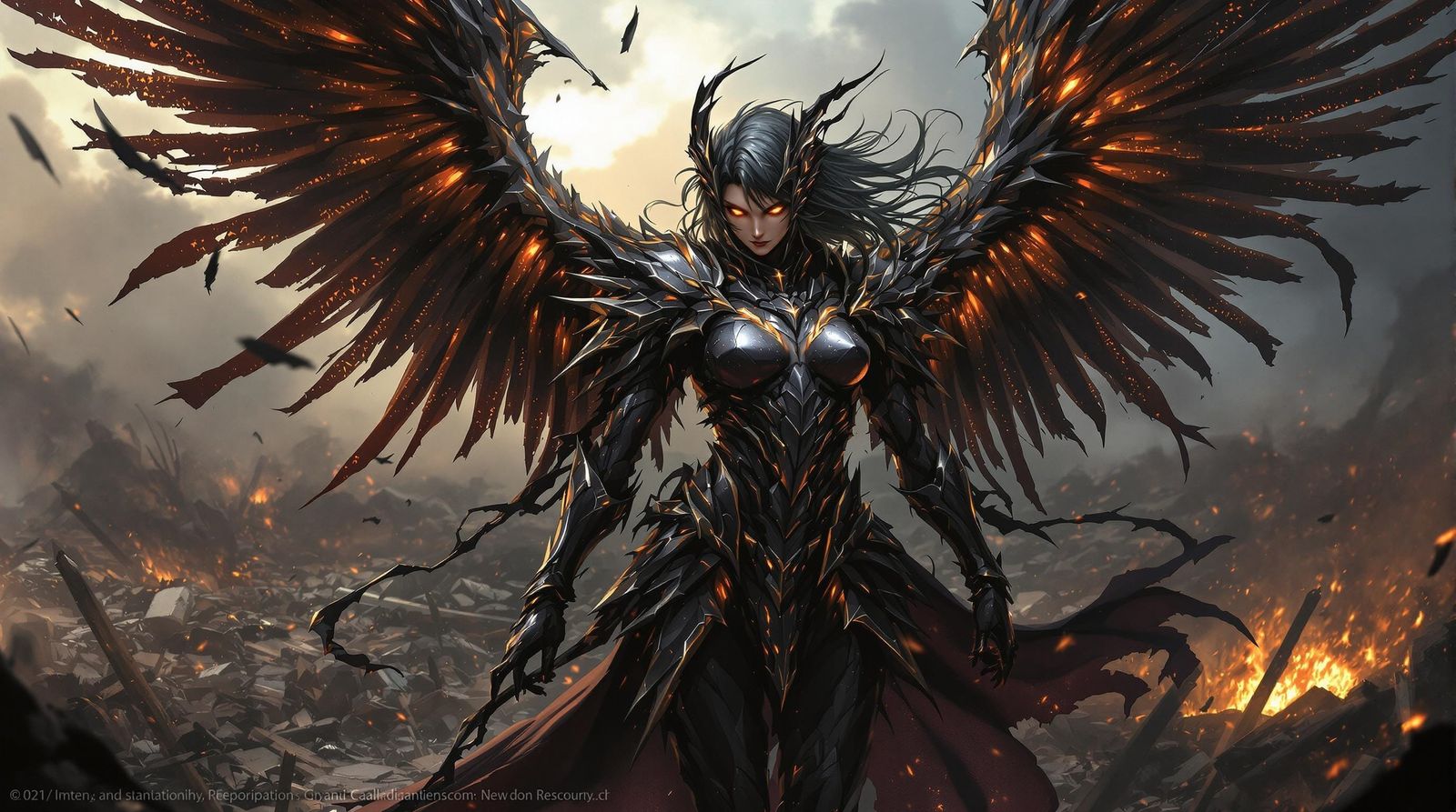 Fallen Angel in Obsidian Armor on Battlefield