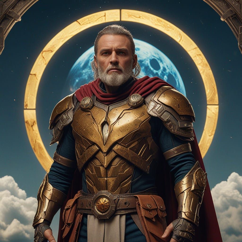 Epic Sorcerer Guardian with Fusion Armor, Cinematic Lighting