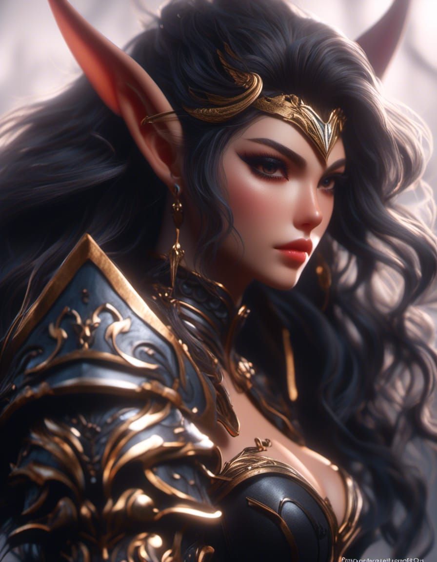 Epic Elf Warrior Woman in Anime Style
