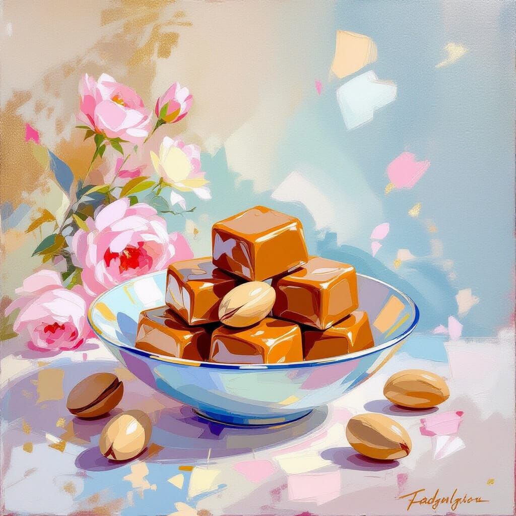 Peanuts and Caramel in Impressionistic Style