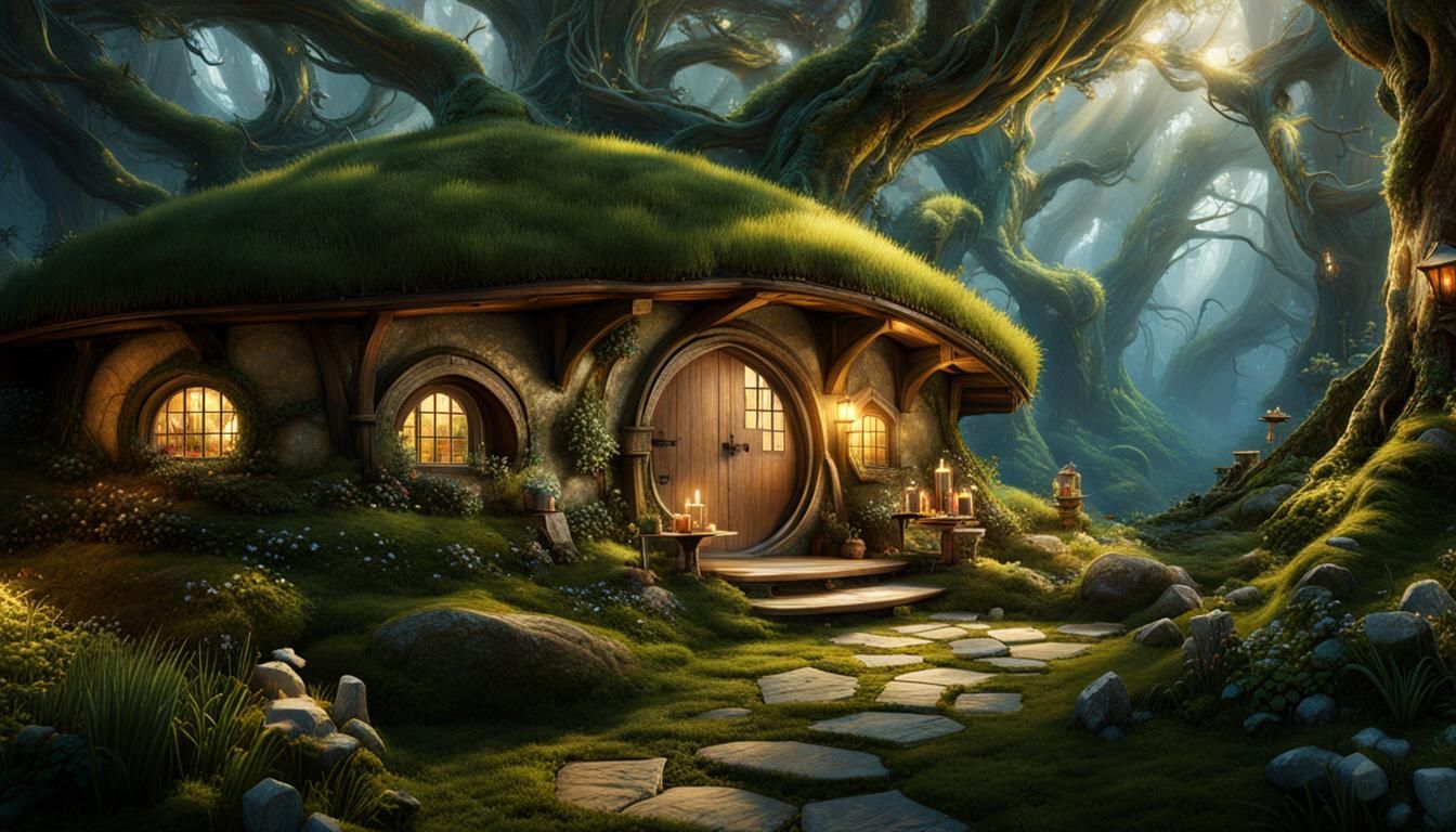 Enchanted Hobbit Reading Room in Twinkling Forest