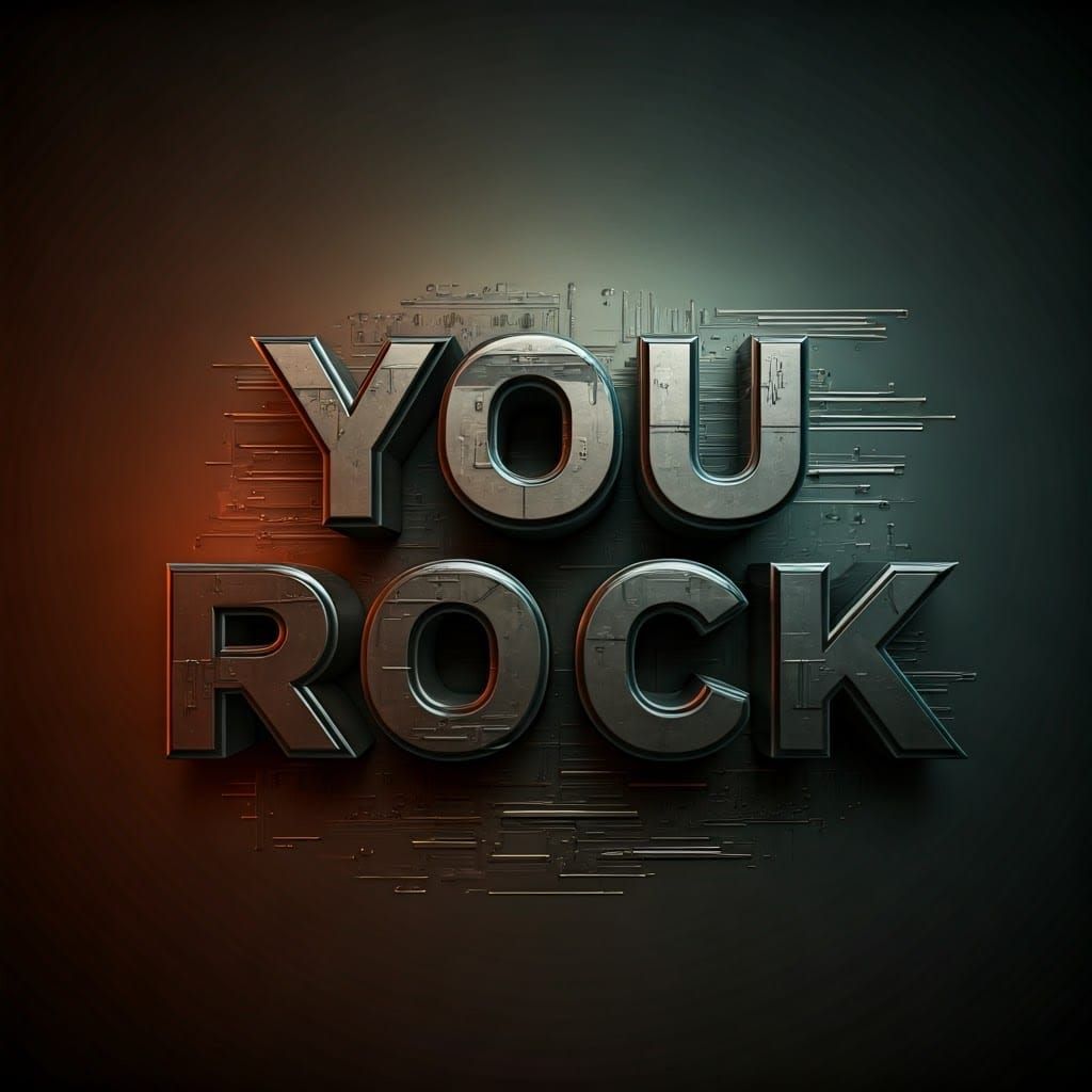 Futuristic Metallic 'You Rock' 3D Design