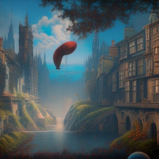 Banksy-Inspired Matte Painting in Deep Color