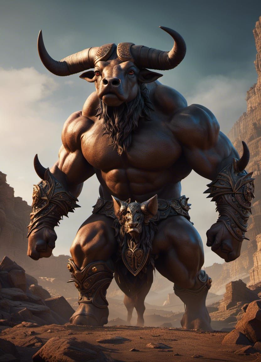 Photorealistic Minotaur Concept Art in 8K