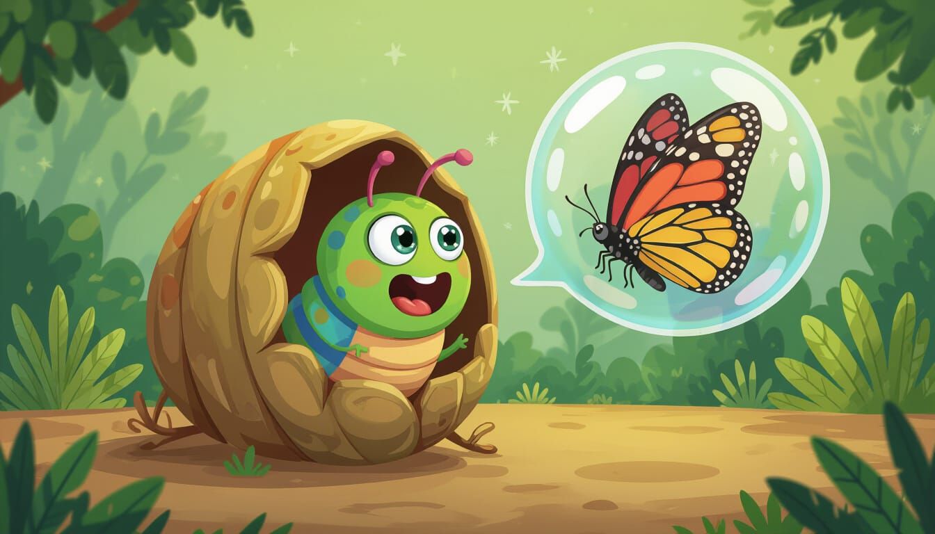 Excited Caterpillar Anticipating Butterfly Transformation