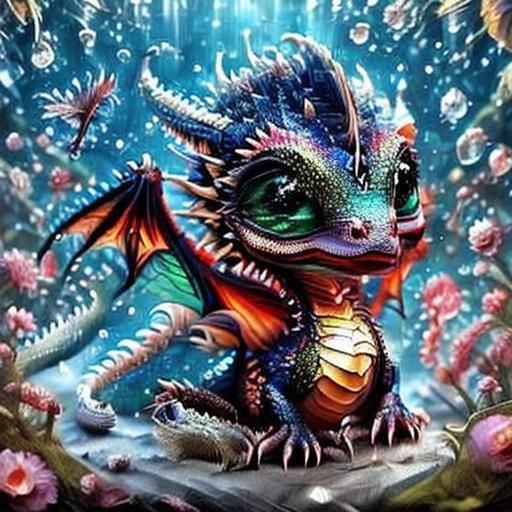 Vibrant Fantasy Dragon with Rainbow Scales
