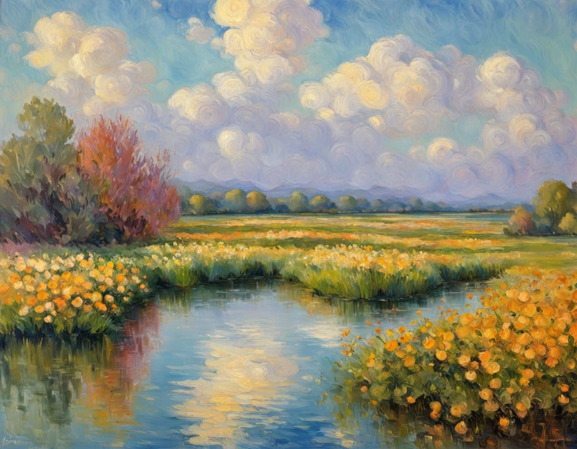 Grandiose Waterscape in Impressionist Style