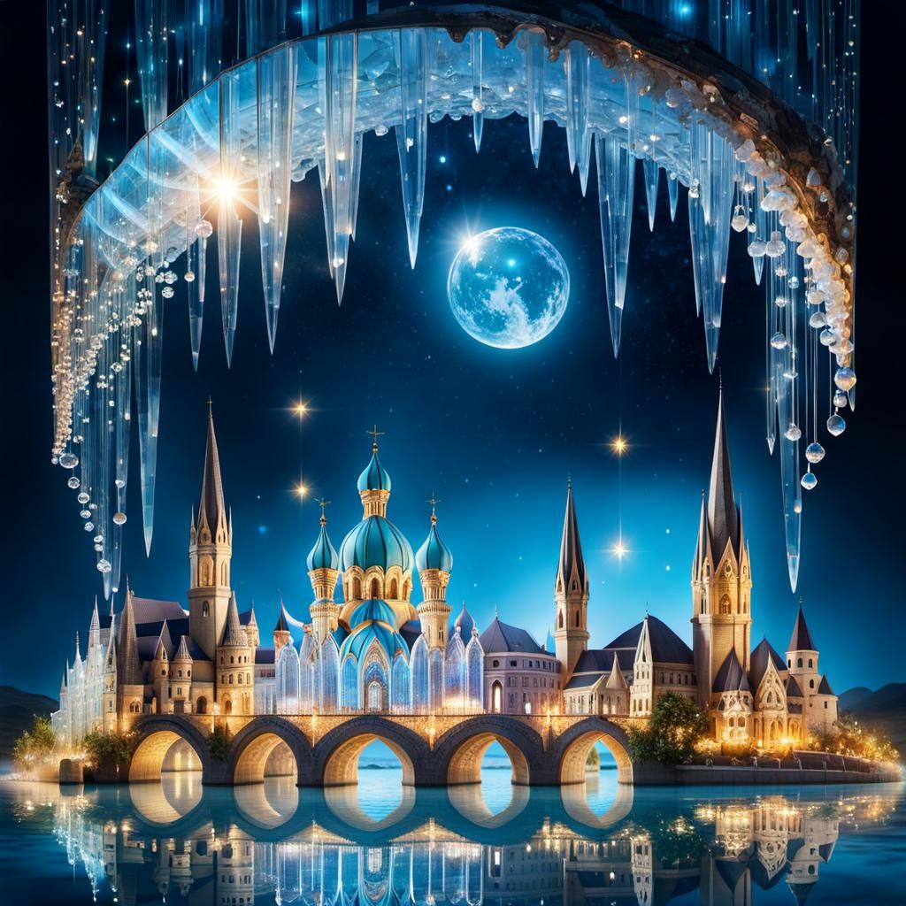 Crystal Fairy City Suspended Above Sea