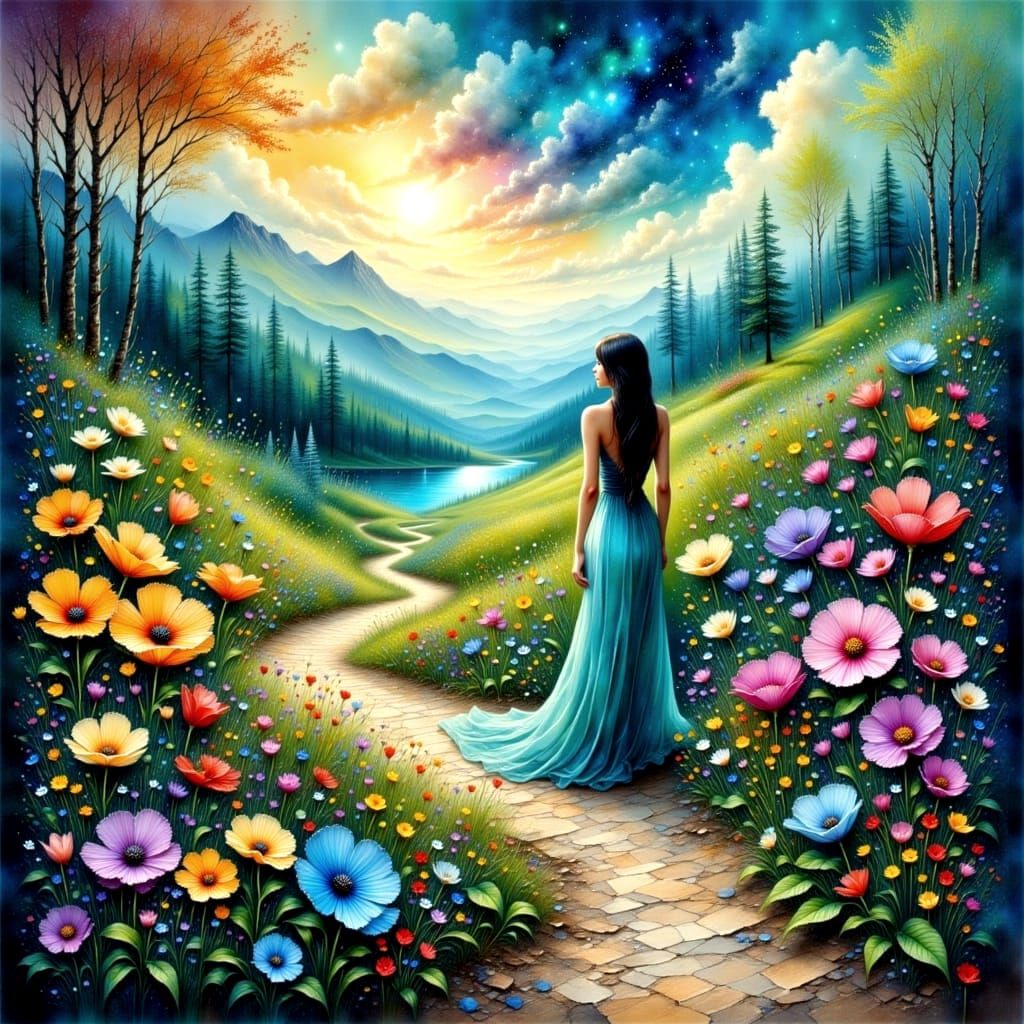 Valley of Painted Whispers in Impasto Oil Style