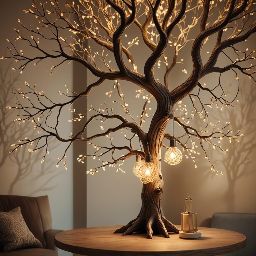 Tree Lamp Concept Art with Golden Light