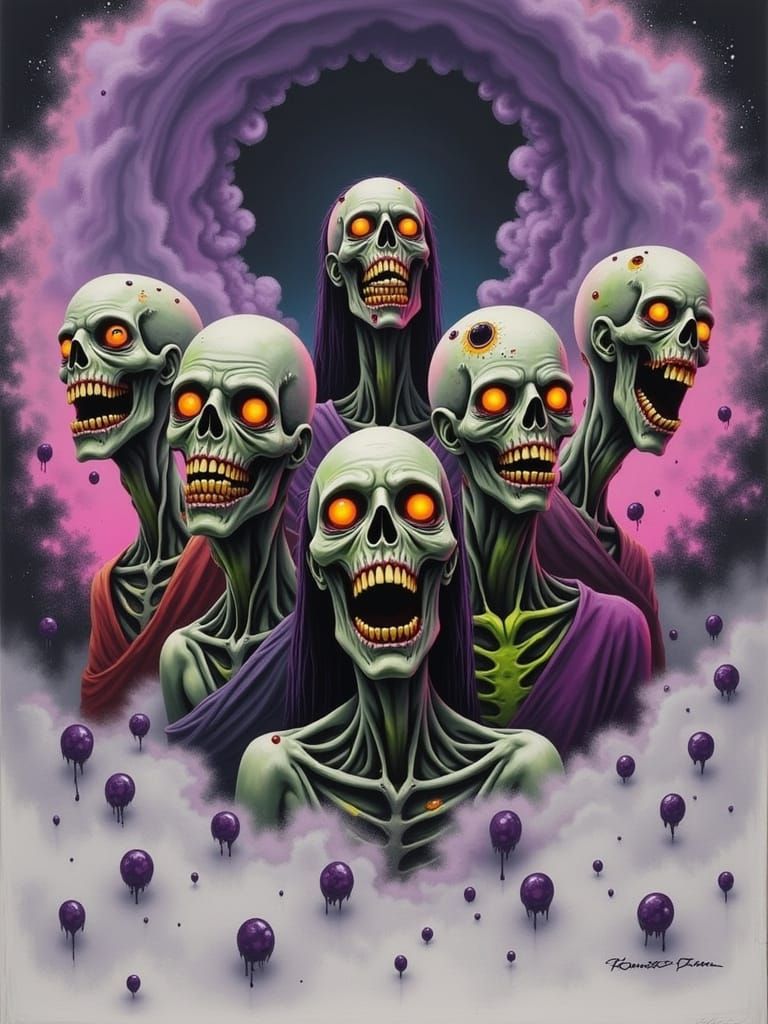 Gothic Neon Zombie Girls in Eldritch Smoke