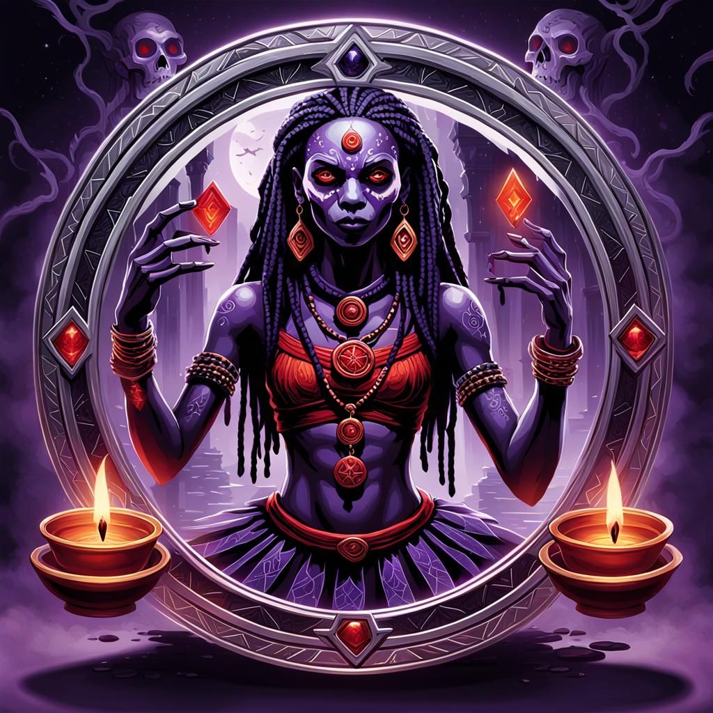 Mystical Voodoo Tokens in Anime Key Visual Style