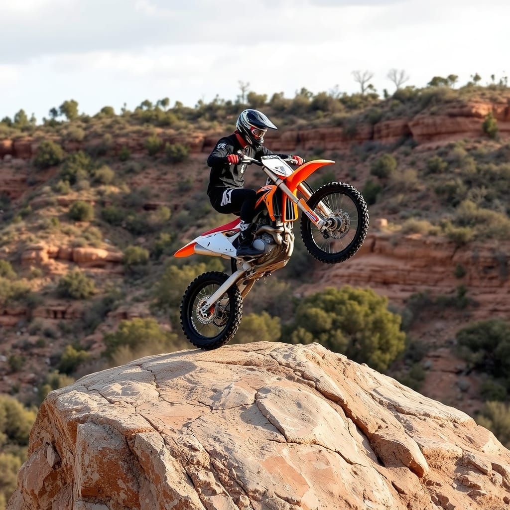 Motorcyclist Leaps Over a Large Boulders in a Thrilling Stun...