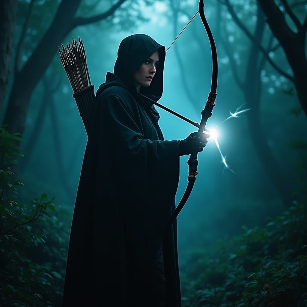 Archer Hero in Mystical Jungle, Cinematic Lighting