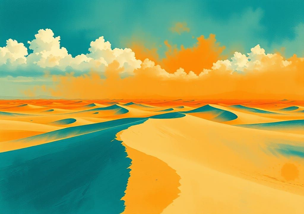 Vivid Desert Wasteland in Teal and Orange