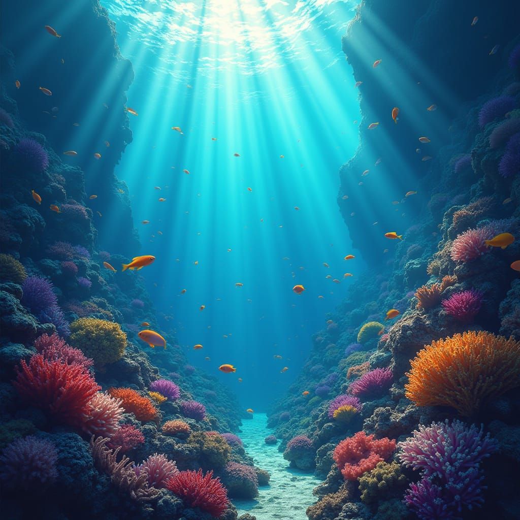 Vibrant Coral Reef in Matte Painting Style