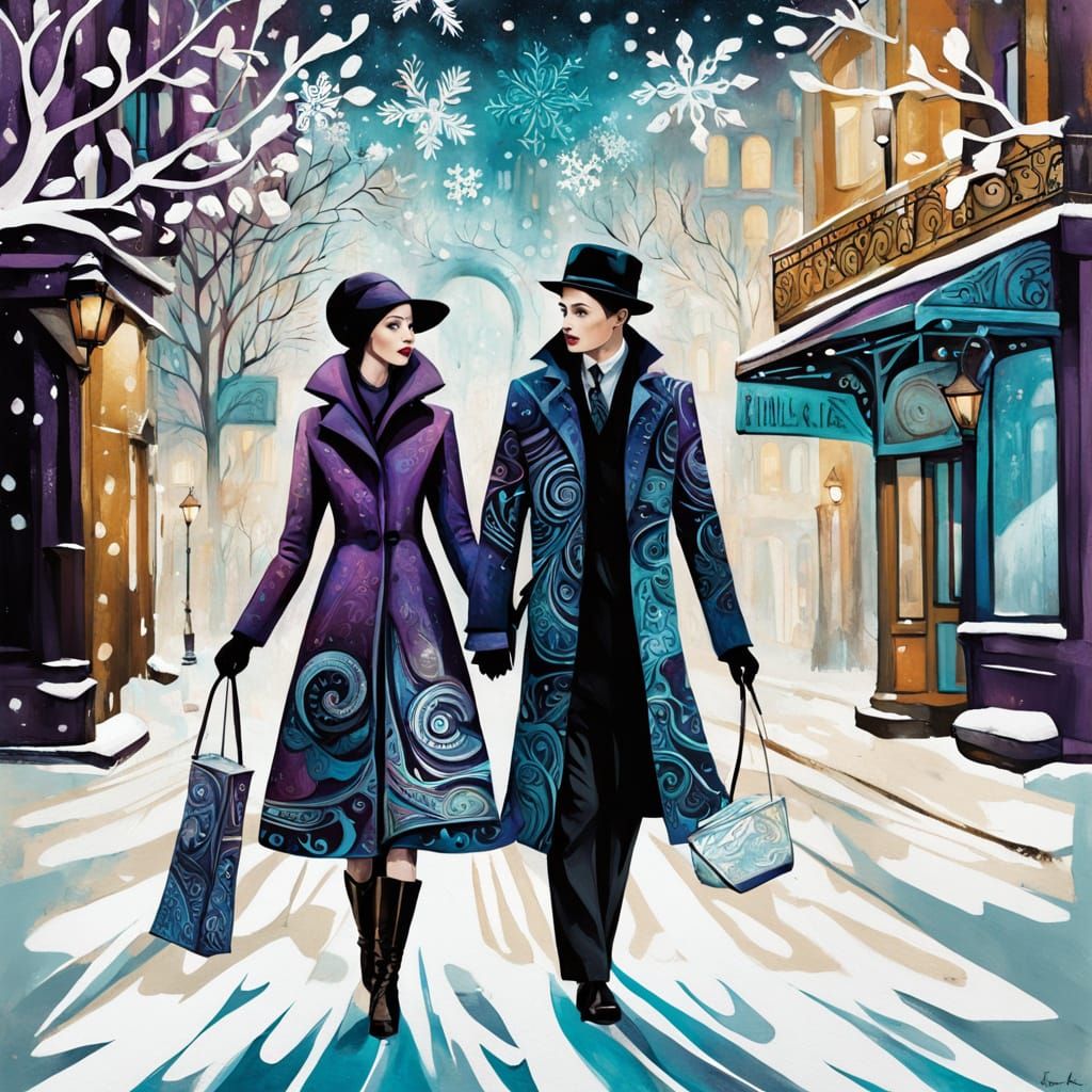 Whimsical Winter Scene in Pop Surrealism Style