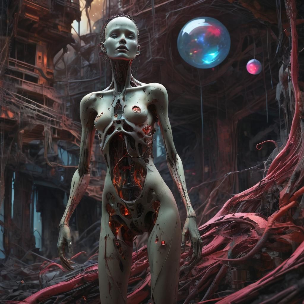 Uncanny Surreal Figure in Dreamlike Landscape