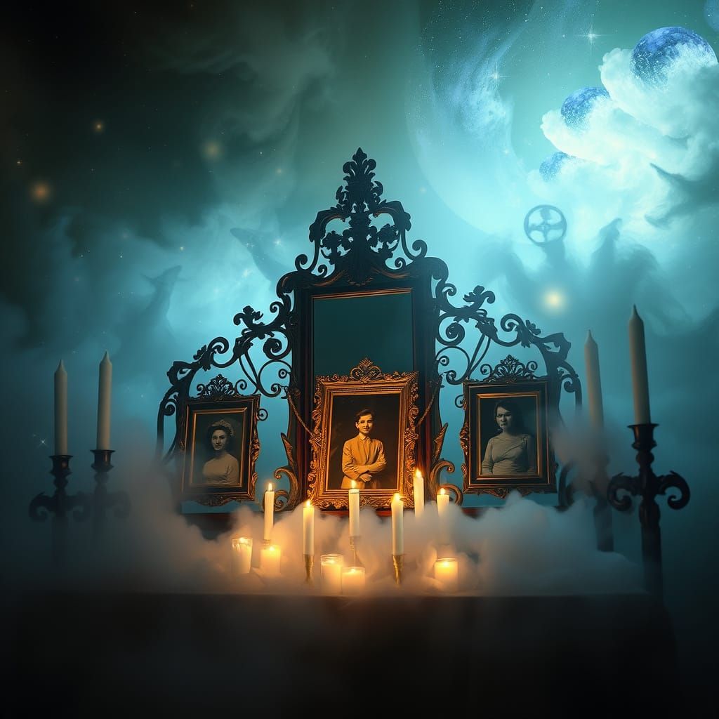 Ethereal Altar in Dreamlike Surrealist Landscape