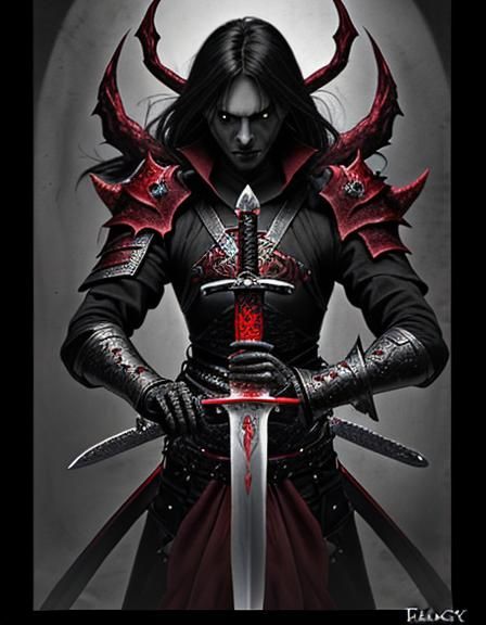 Demonic Black and Red Fantasy Sword