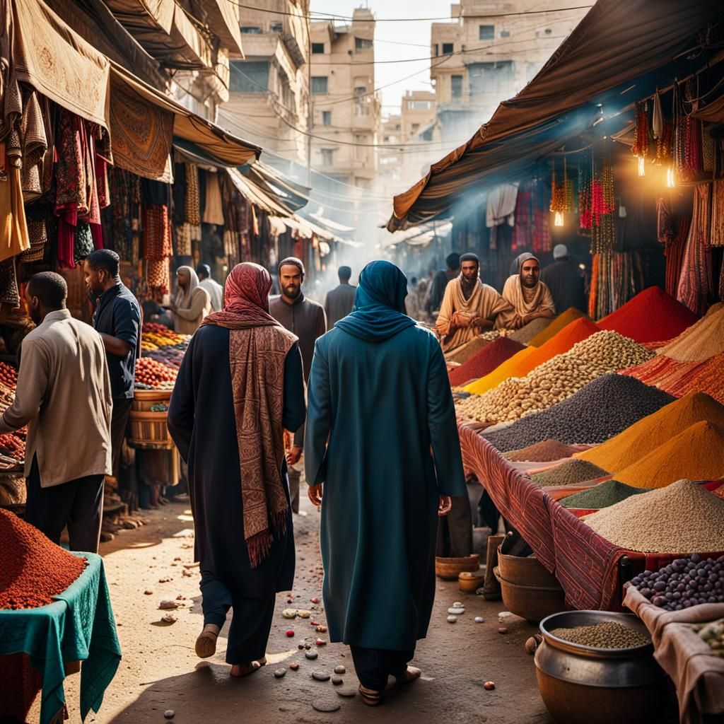 Vibrant Cairo Street Market: Modern Egyptian Fashion