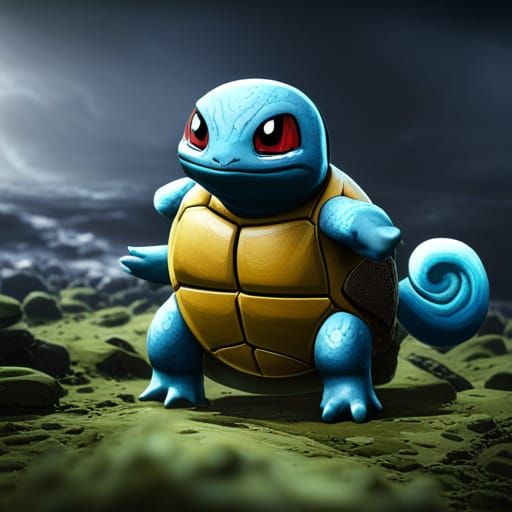 Fierce Nightmare Squirtle: Detailed Matte Painting