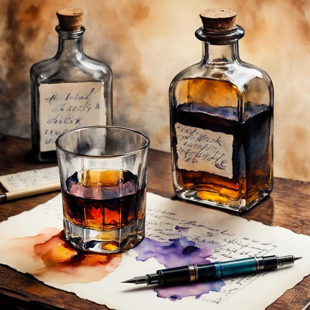 Antique Desk Still Life in Alcohol Ink Technique