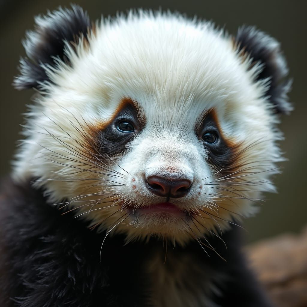 Cute Baby Panda in High-Contrast HDR Close-Up