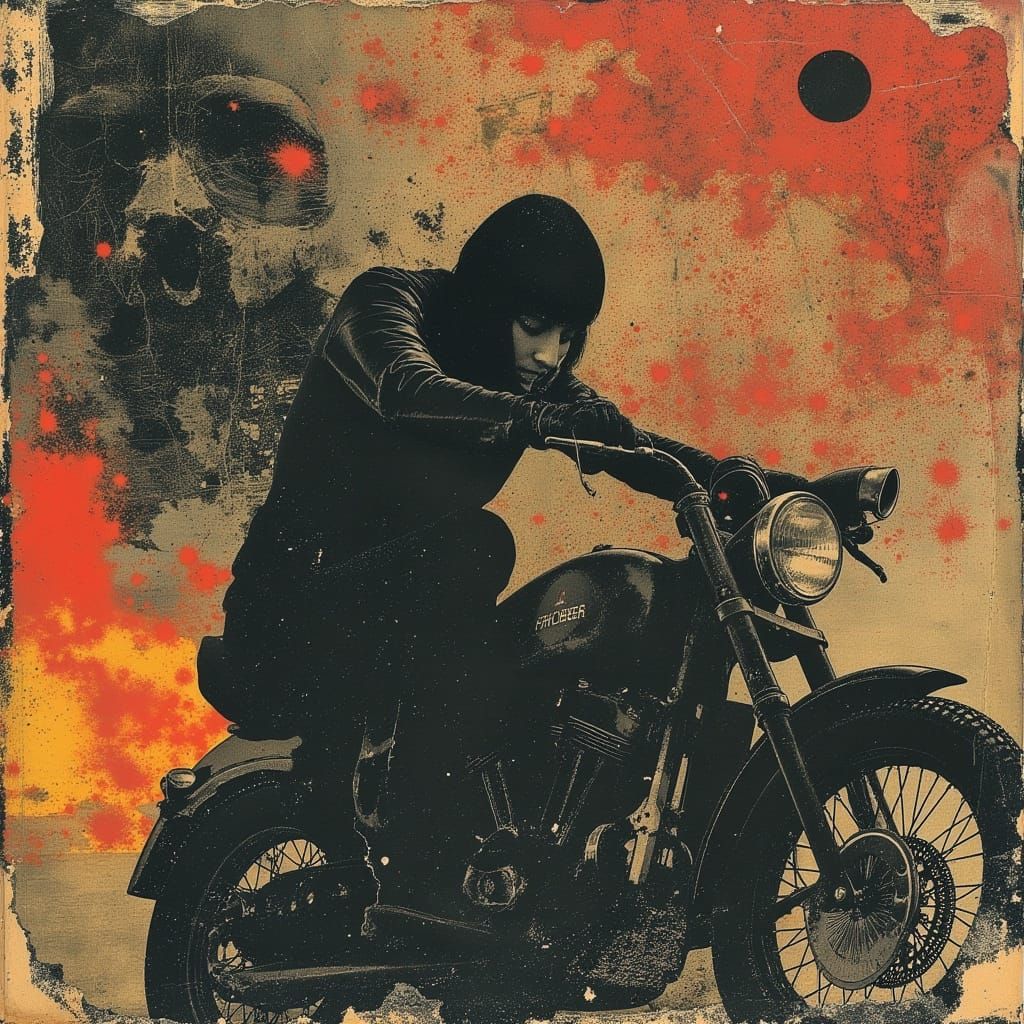 Grim Reaper Biker on Flaming Motorcycle