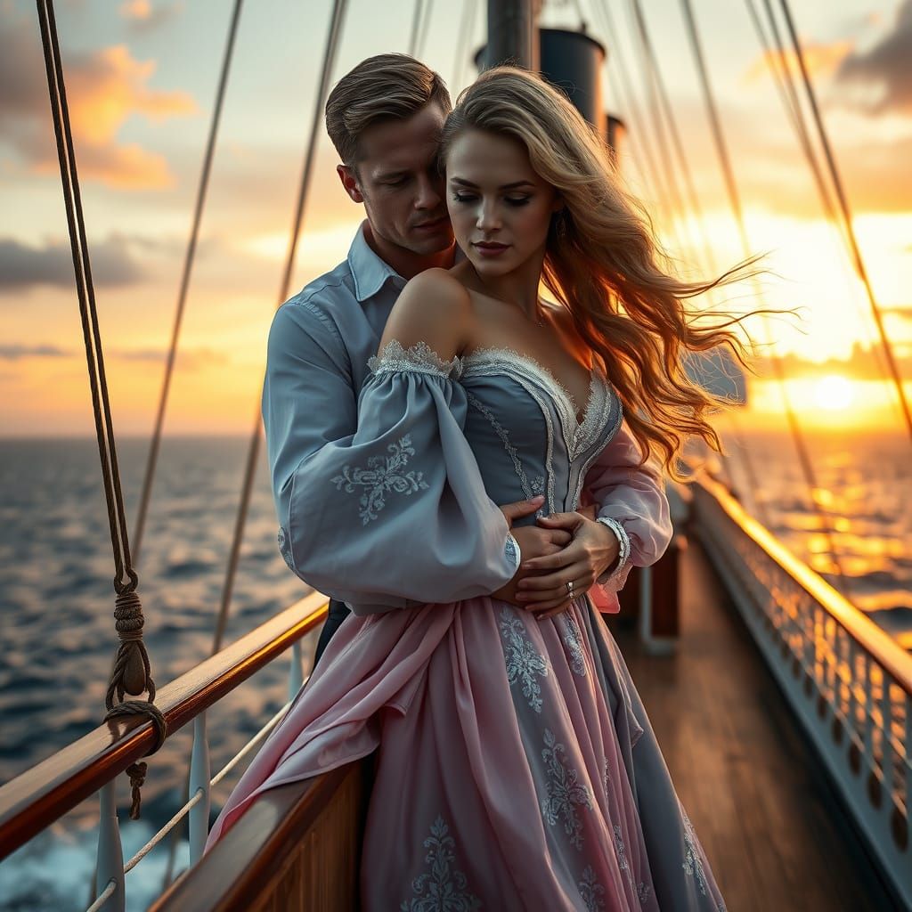 Romantic Titanic Scene at Golden Hour