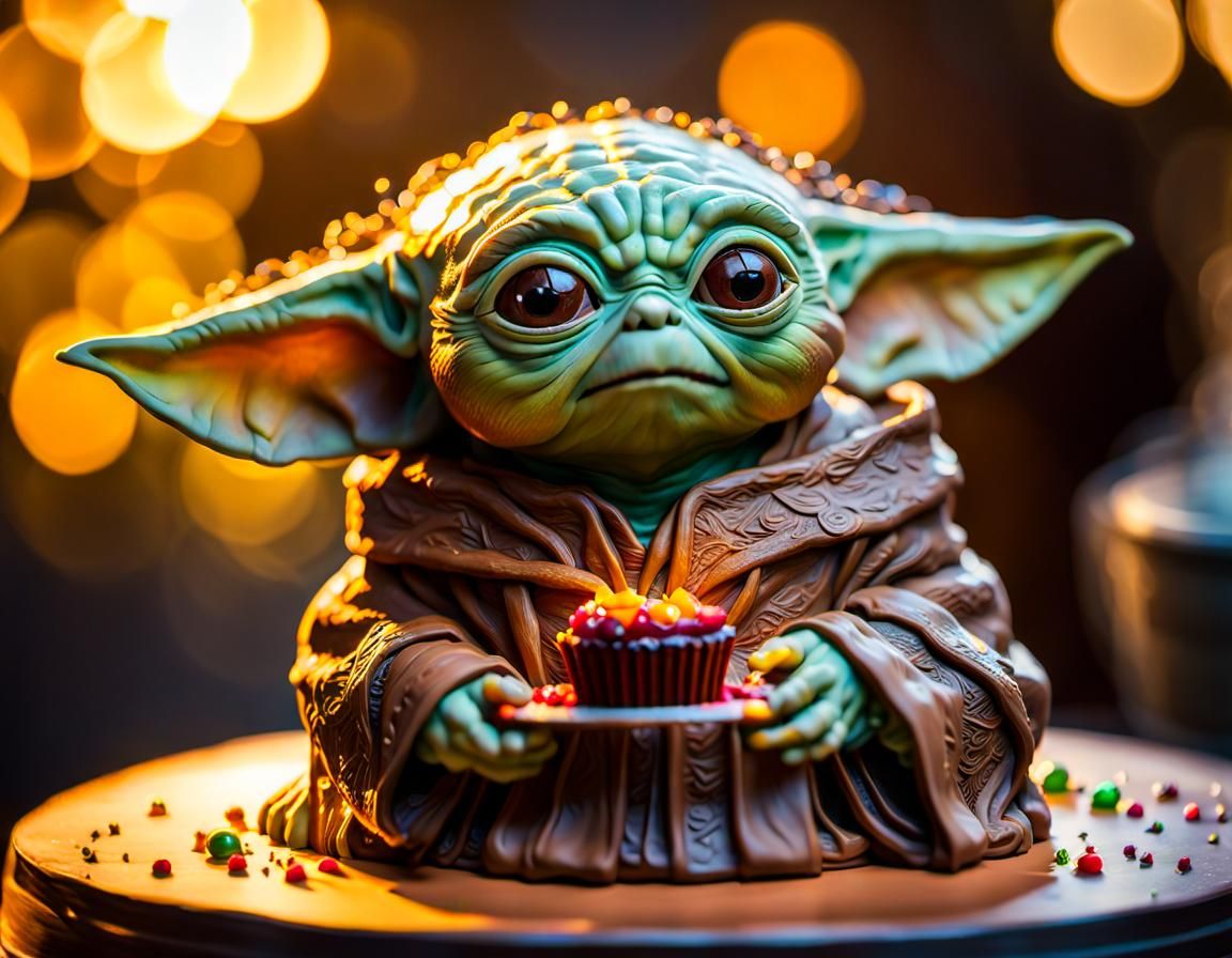 Photorealistic Cake Sculpture of Baby Yoda