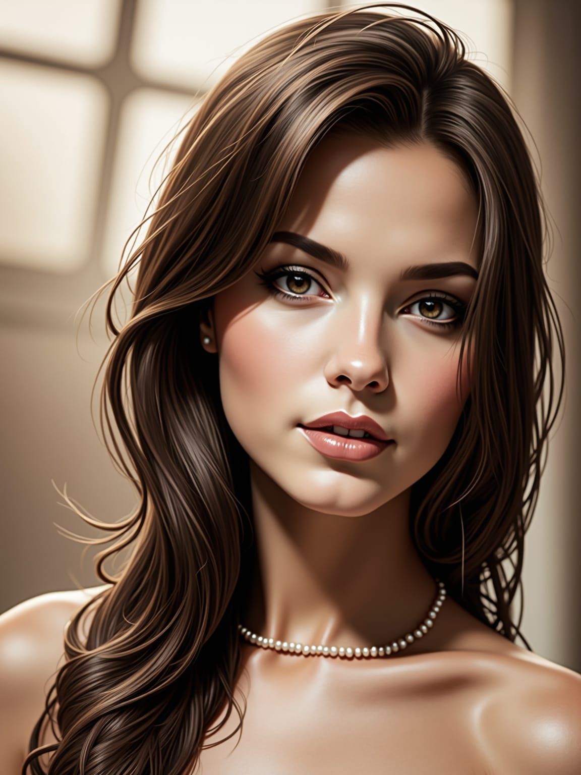 Brunette in Art Deco Fashion, Dreamy Ethereal Portrait