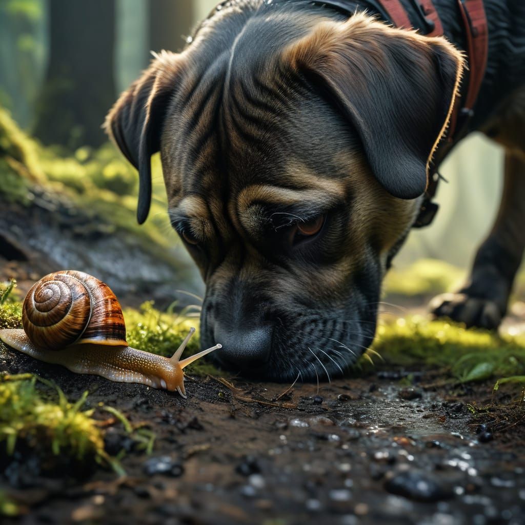 Snail Meets Dog: Macro Wildlife Concept Art