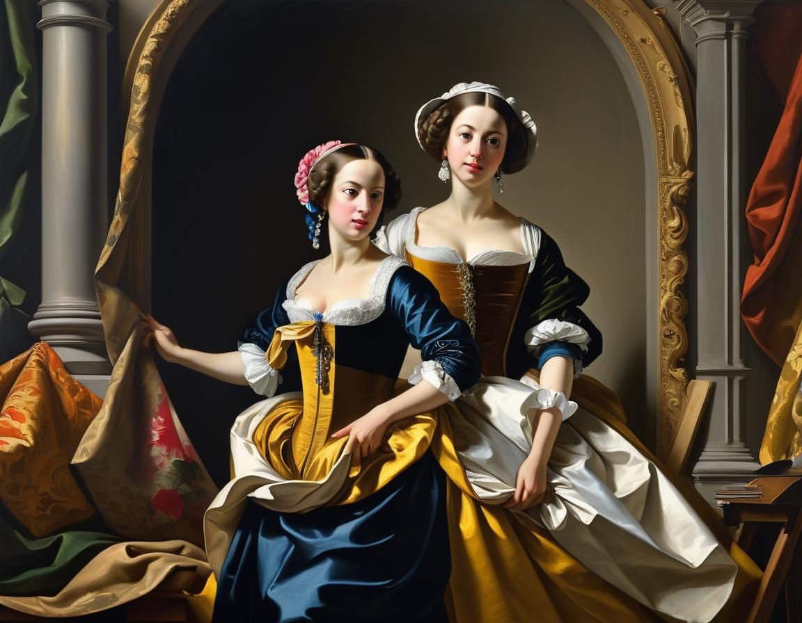 Baroque Woman in a Dynamic Composition